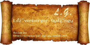 Lövenberger Gyöngy névjegykártya